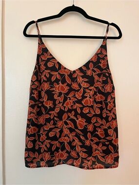 Banana Republic Black & Rust Floral V-Neck Camisole